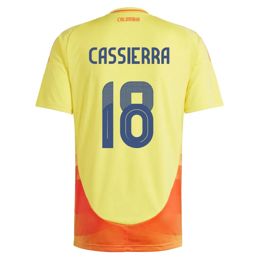 Danxen Men Colombia Mateo Cassierra #18 Yellow Home Jersey 24-26 T-Shirt