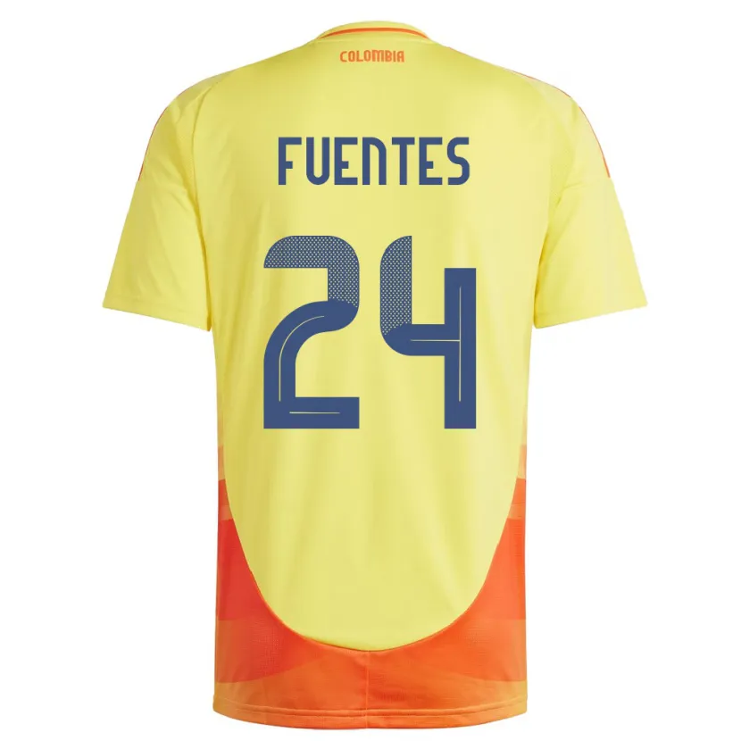 Danxen Men Colombia Gabriel Fuentes #24 Yellow Home Jersey 24-26 T-Shirt