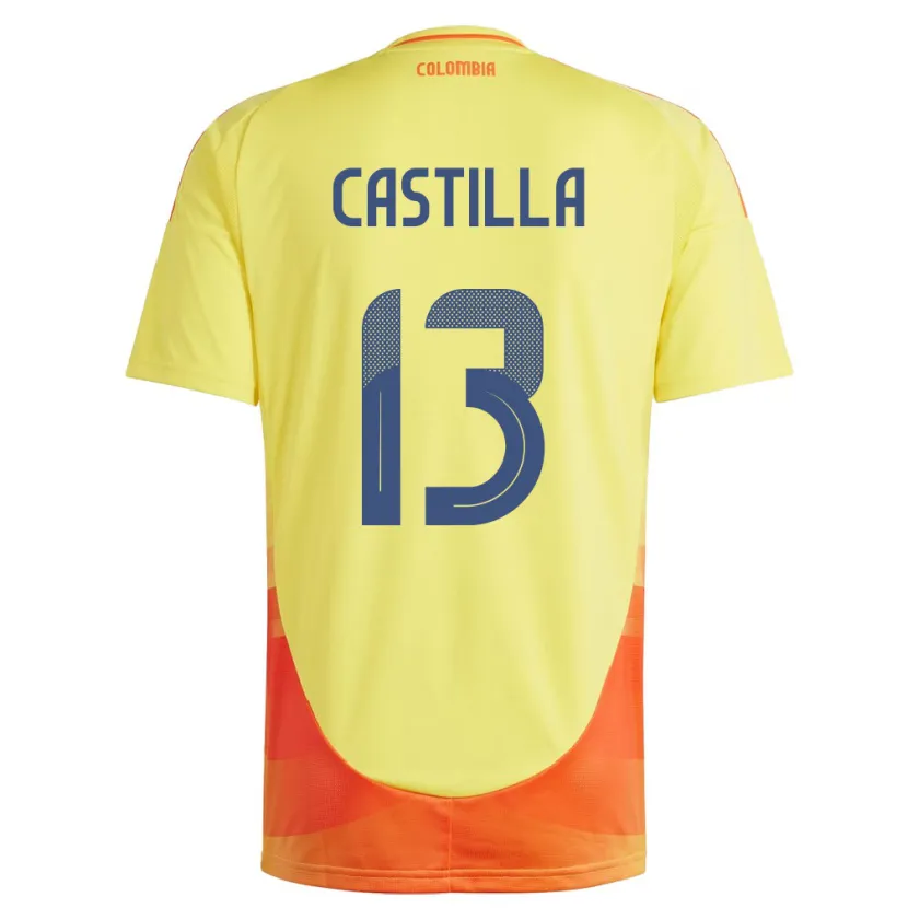 Danxen Men Colombia Juan Castilla #13 Yellow Home Jersey 24-26 T-Shirt