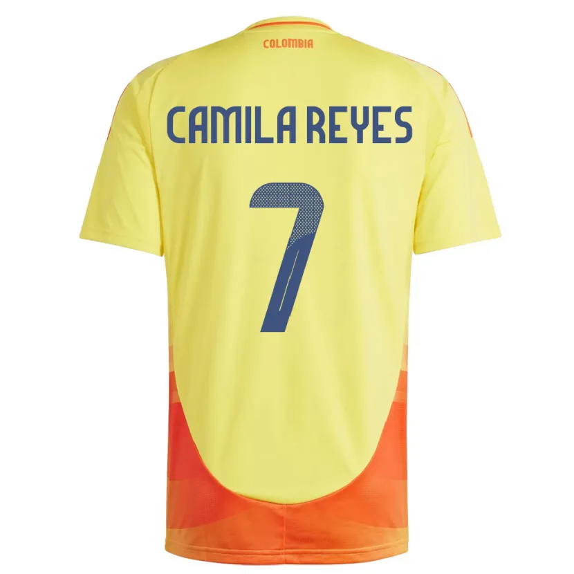 Danxen Men Colombia María Camila Reyes #7 Yellow Home Jersey 24-26 T-Shirt