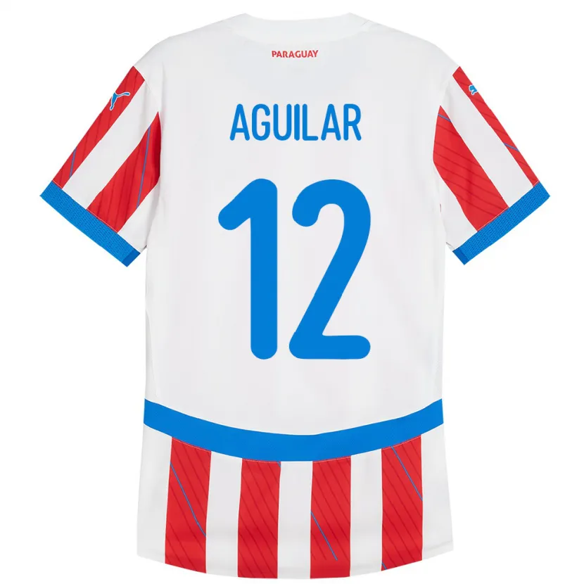 Danxen Men Paraguay Alfredo Aguilar #12 White Red Home Jersey 24-26 T-Shirt