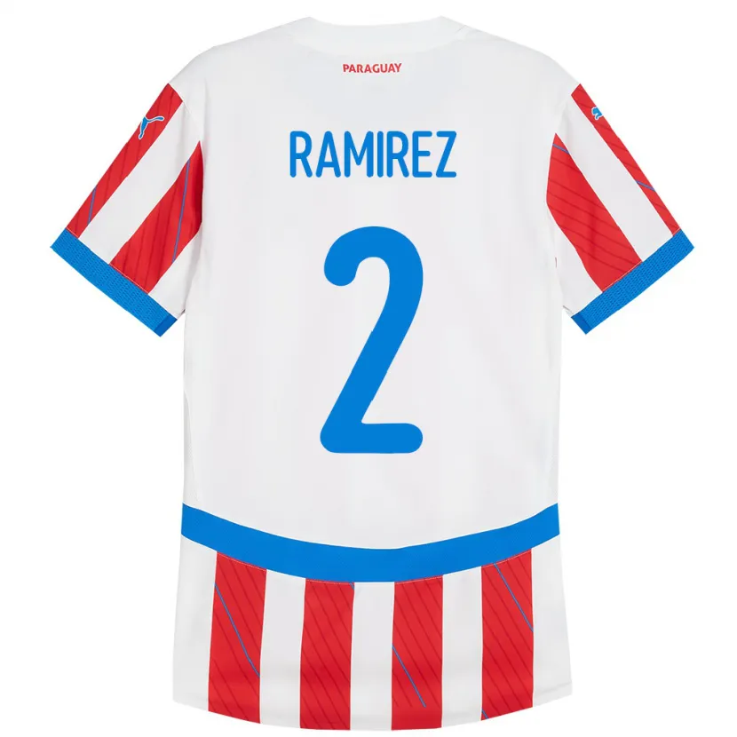 Danxen Men Paraguay Iván Ramírez #2 White Red Home Jersey 24-26 T-Shirt