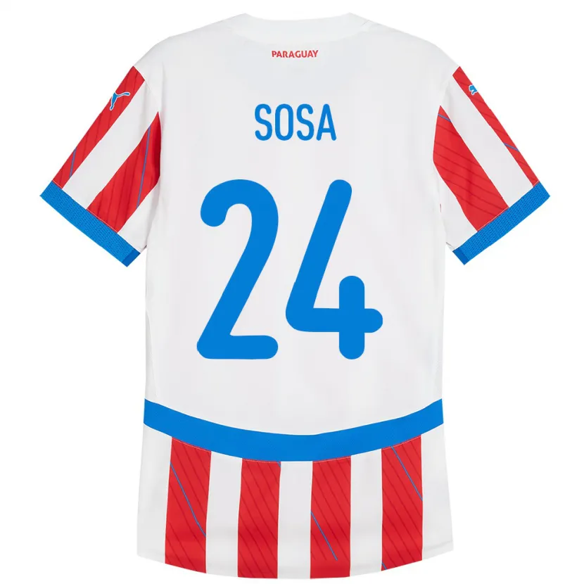 Danxen Men Paraguay Ramón Sosa #24 White Red Home Jersey 24-26 T-Shirt