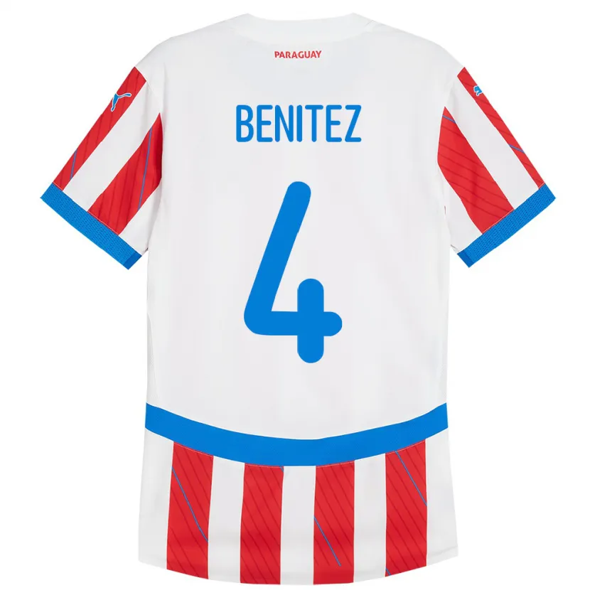 Danxen Men Paraguay Gastón Benítez #4 White Red Home Jersey 24-26 T-Shirt