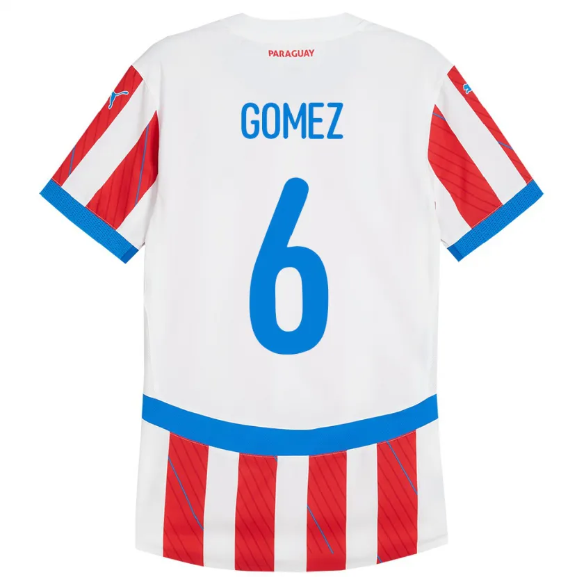 Danxen Men Paraguay Marcos Gómez #6 White Red Home Jersey 24-26 T-Shirt