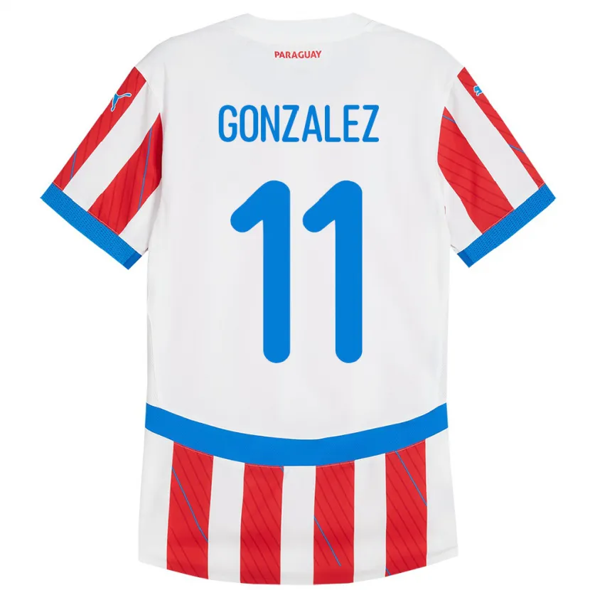 Danxen Men Paraguay Enso González #11 White Red Home Jersey 24-26 T-Shirt