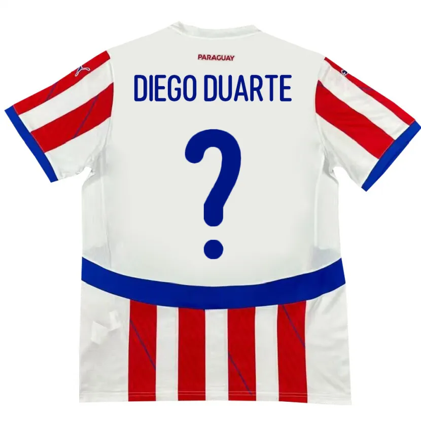 Danxen Men Paraguay Diego Duarte #0 White Red Home Jersey 24-26 T-Shirt