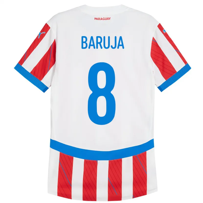 Danxen Men Paraguay Fabrizio Baruja #8 White Red Home Jersey 24-26 T-Shirt