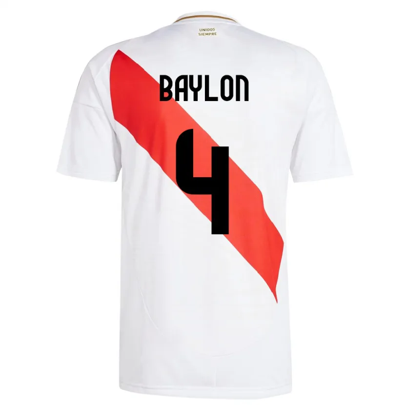 Danxen Men Peru Luis Baylón #4 White Home Jersey 24-26 T-Shirt