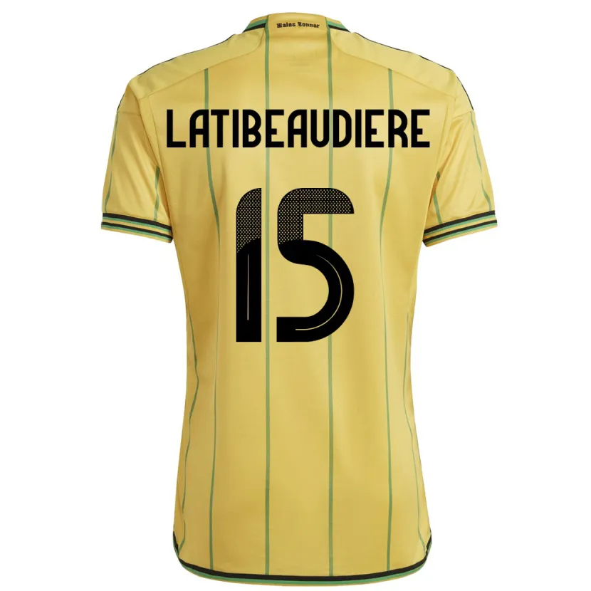 Danxen Men Jamaica Joel Latibeaudiere #15 Yellow Home Jersey 24-26 T-Shirt