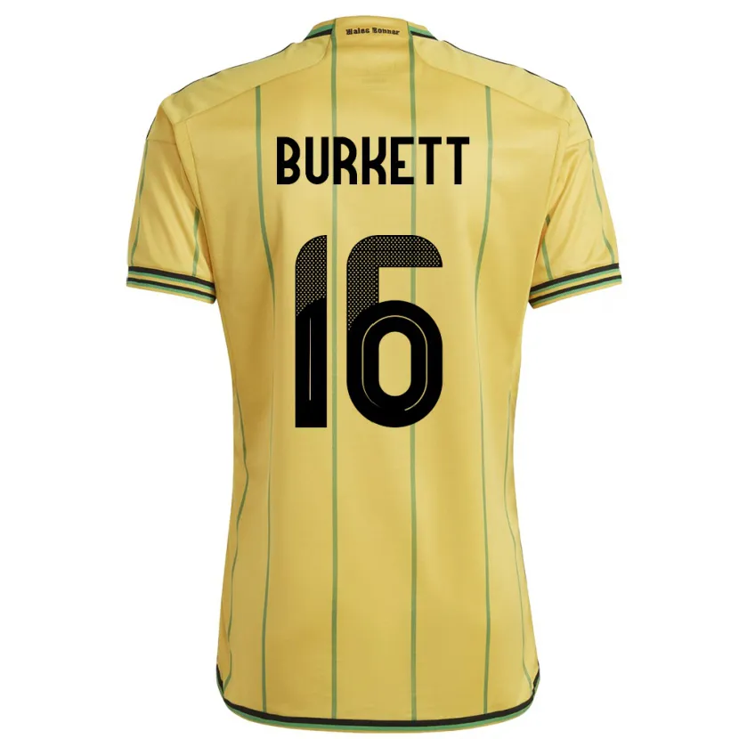 Danxen Men Jamaica Brian Burkett #16 Yellow Home Jersey 24-26 T-Shirt