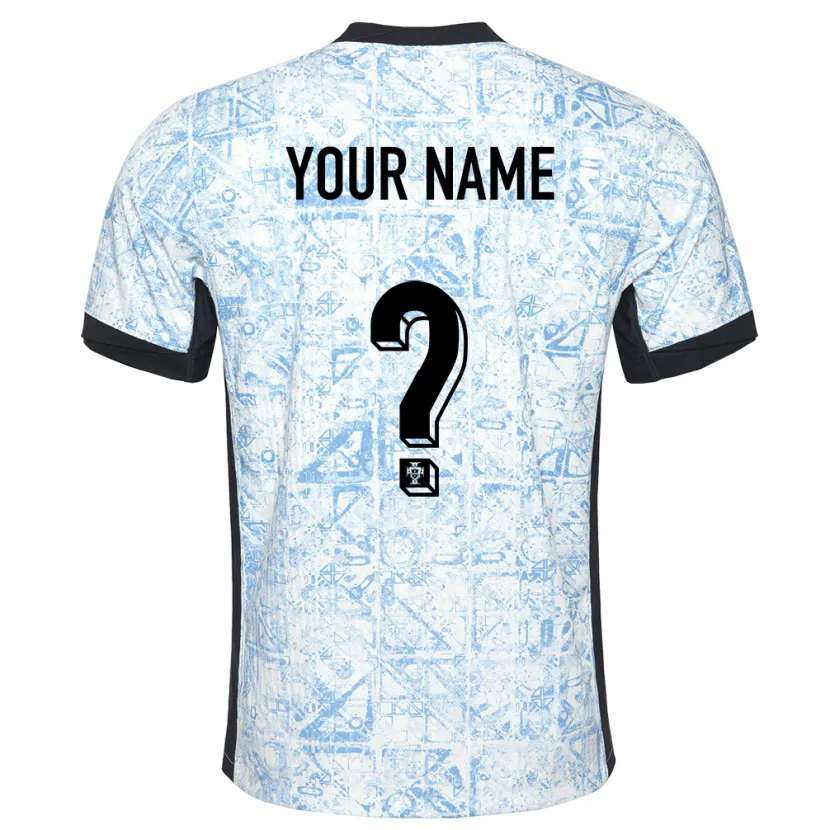 Danxen Men Portugal Your Name #0 Cream Blue Away Jersey 24-26 T-Shirt