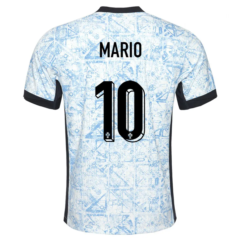 Danxen Men Portugal Joao Mario #10 Cream Blue Away Jersey 24-26 T-Shirt