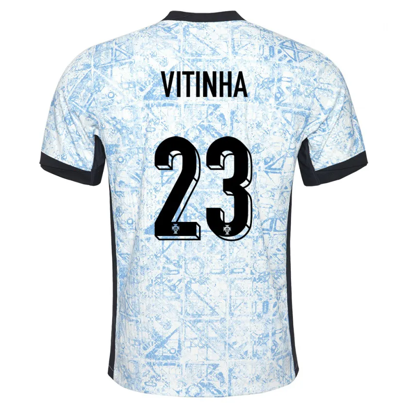 Danxen Men Portugal Vitinha #23 Cream Blue Away Jersey 24-26 T-Shirt