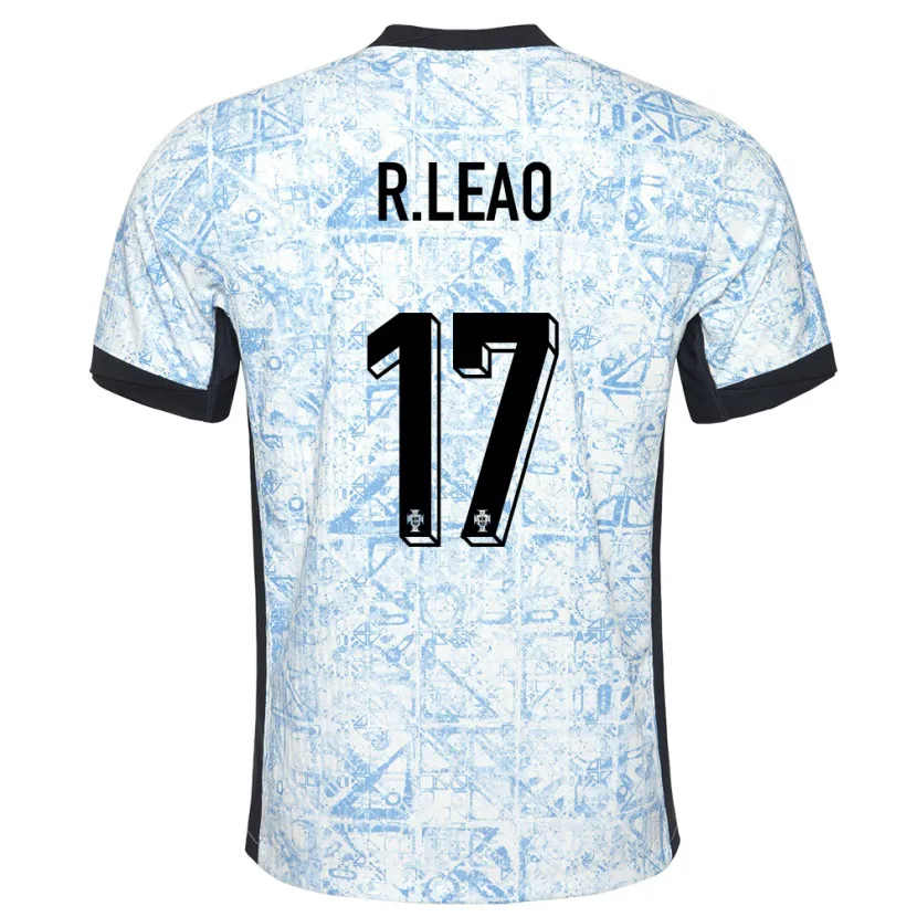 Danxen Men Portugal Rafael Leao #17 Cream Blue Away Jersey 24-26 T-Shirt