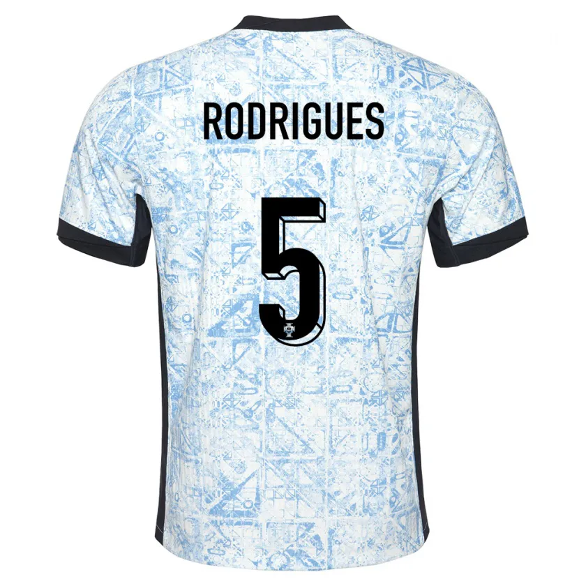 Danxen Men Portugal Rafael Rodrigues #5 Cream Blue Away Jersey 24-26 T-Shirt