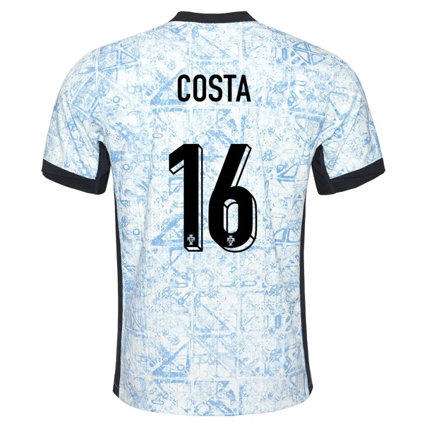 Danxen Men Portugal David Costa #16 Cream Blue Away Jersey 24-26 T-Shirt