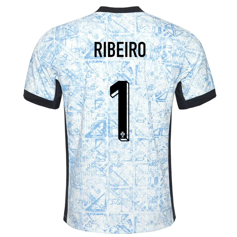 Danxen Men Portugal Goncalo Ribeiro #1 Cream Blue Away Jersey 24-26 T-Shirt