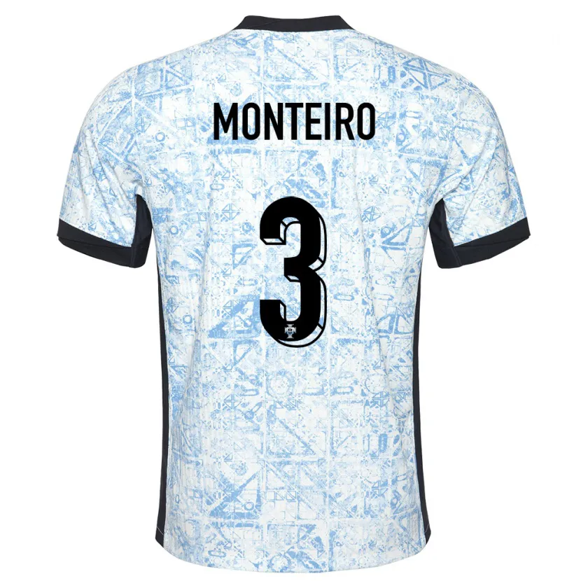 Danxen Men Portugal Diogo Monteiro #3 Cream Blue Away Jersey 24-26 T-Shirt