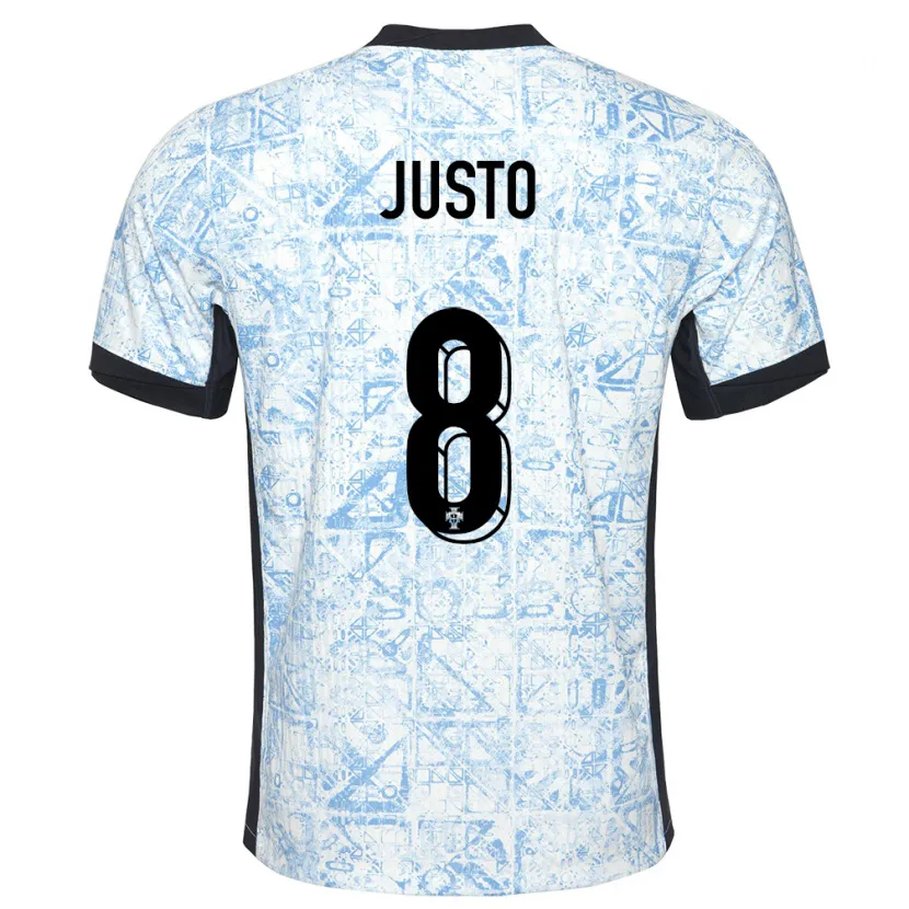 Danxen Men Portugal Samuel Justo #8 Cream Blue Away Jersey 24-26 T-Shirt