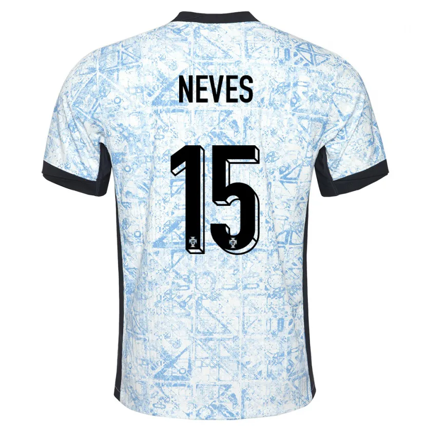 Danxen Men Portugal Joao Neves #15 Cream Blue Away Jersey 24-26 T-Shirt