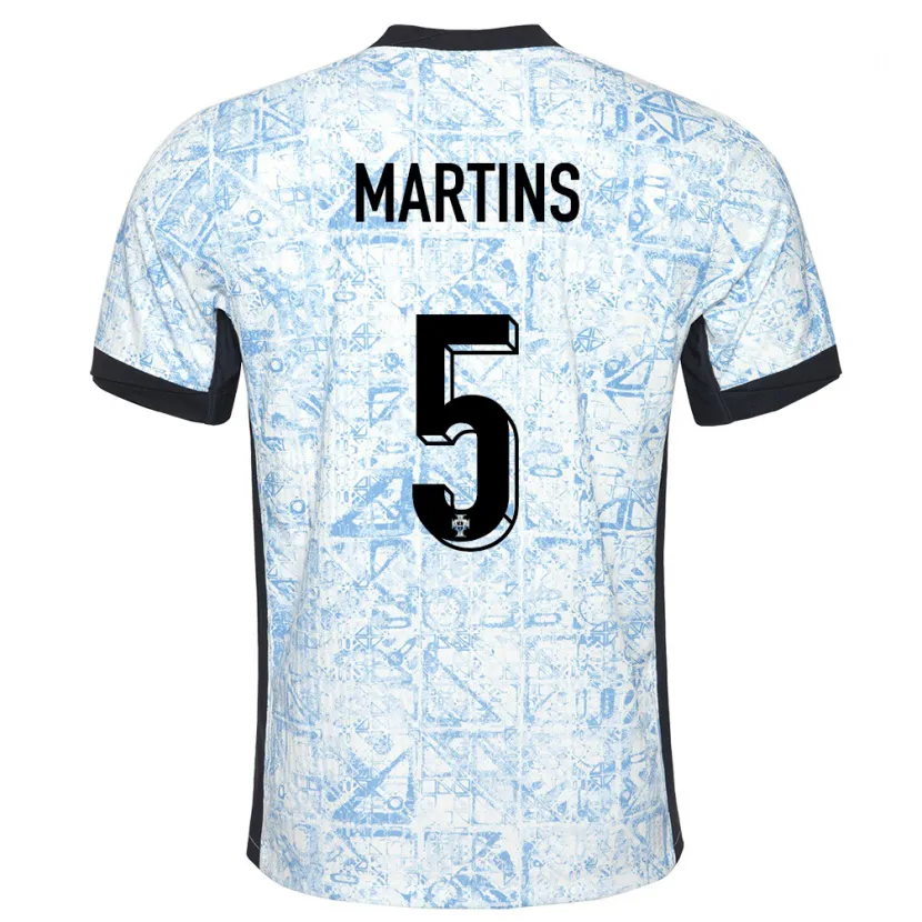 Danxen Men Portugal Leandro Martins #5 Cream Blue Away Jersey 24-26 T-Shirt