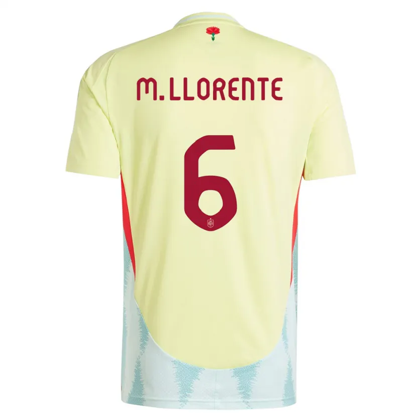 Danxen Men Spain Marcos Llorente #6 Yellow Away Jersey 24-26 T-Shirt