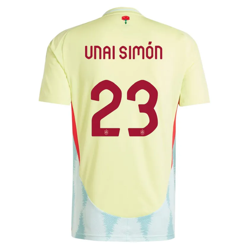 Danxen Men Spain Unai Simon #23 Yellow Away Jersey 24-26 T-Shirt