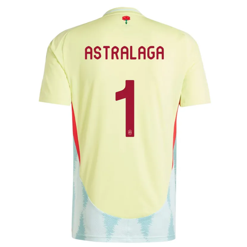 Danxen Men Spain Ander Astralaga #1 Yellow Away Jersey 24-26 T-Shirt