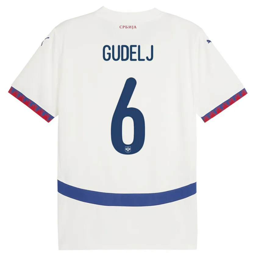 Danxen Men Serbia Nemanja Gudelj #6 White Away Jersey 24-26 T-Shirt