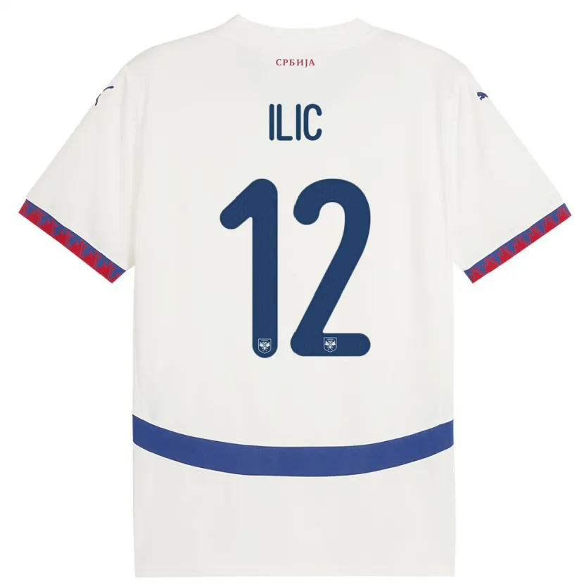 Danxen Men Serbia Marko Ilic #12 White Away Jersey 24-26 T-Shirt