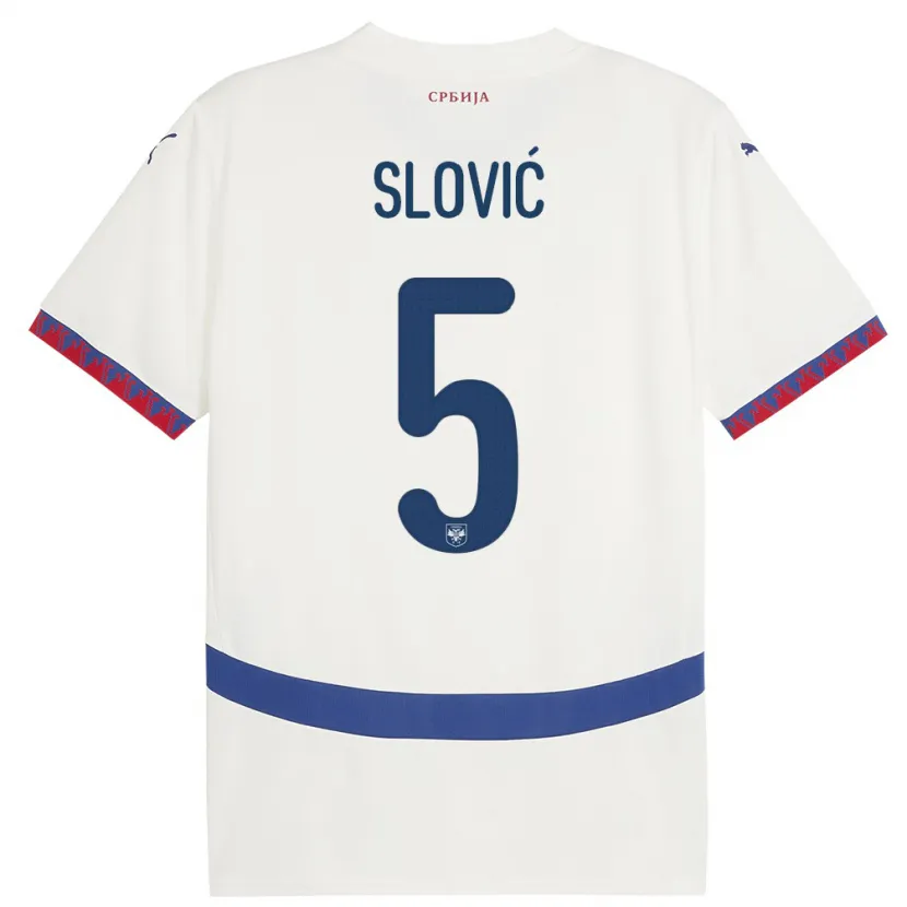 Danxen Men Serbia Violeta Slovic #5 White Away Jersey 24-26 T-Shirt