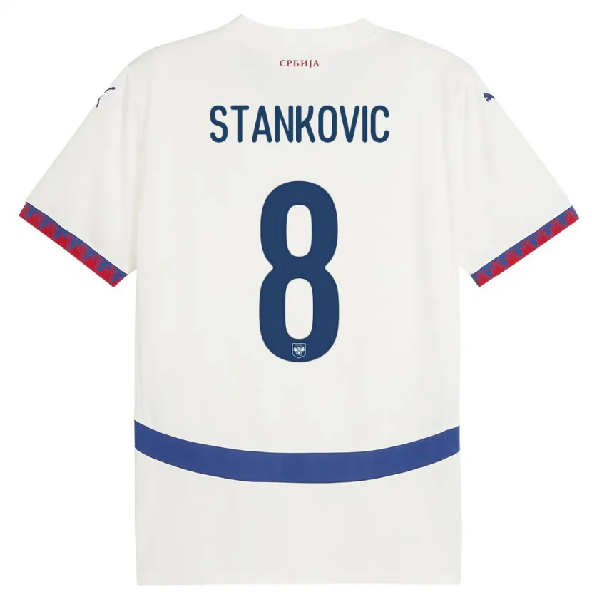 Danxen Men Serbia Nikola Stankovic #8 White Away Jersey 24-26 T-Shirt