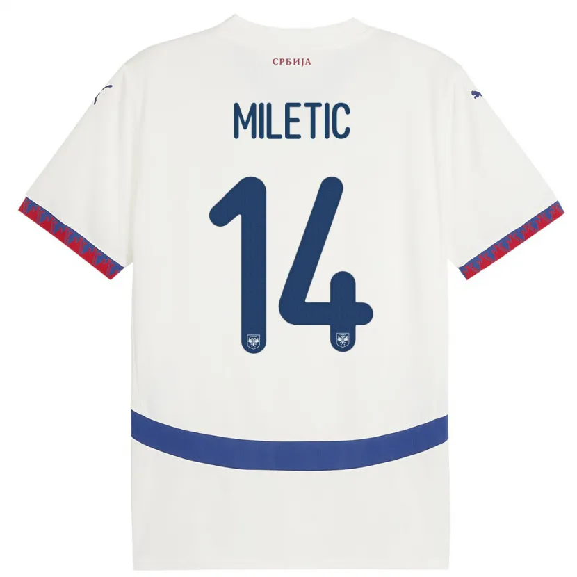 Danxen Men Serbia Vladimir Miletic #14 White Away Jersey 24-26 T-Shirt