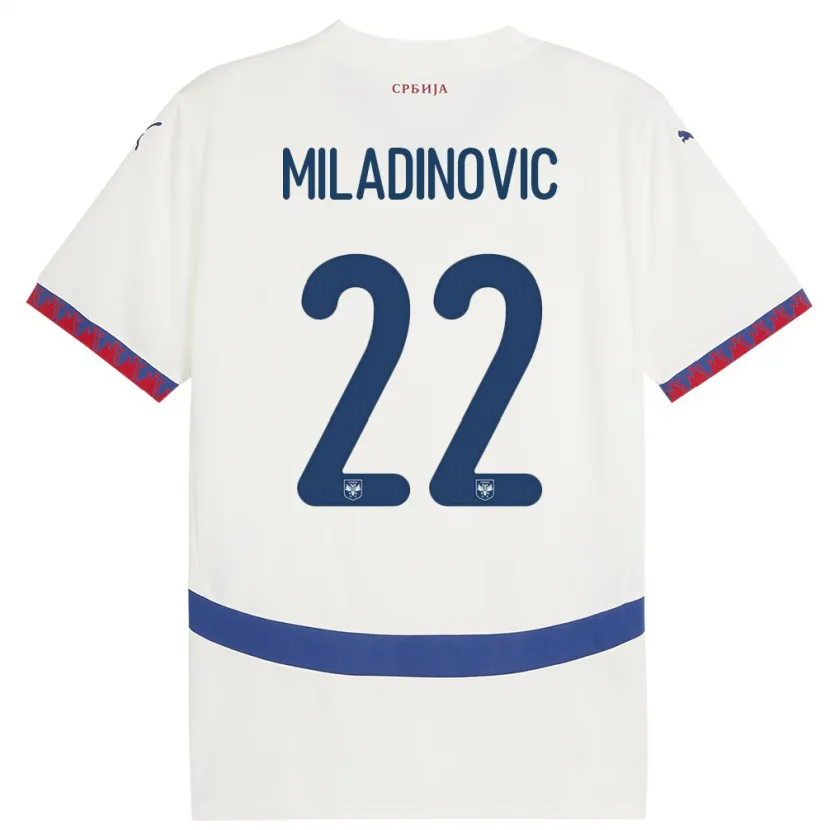 Danxen Men Serbia Igor Miladinovic #22 White Away Jersey 24-26 T-Shirt