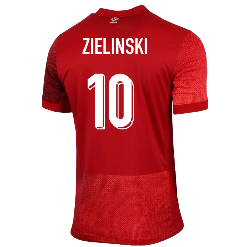 Danxen Men Poland Piotr Zielinski #10 Red Away Jersey 24-26 T-Shirt