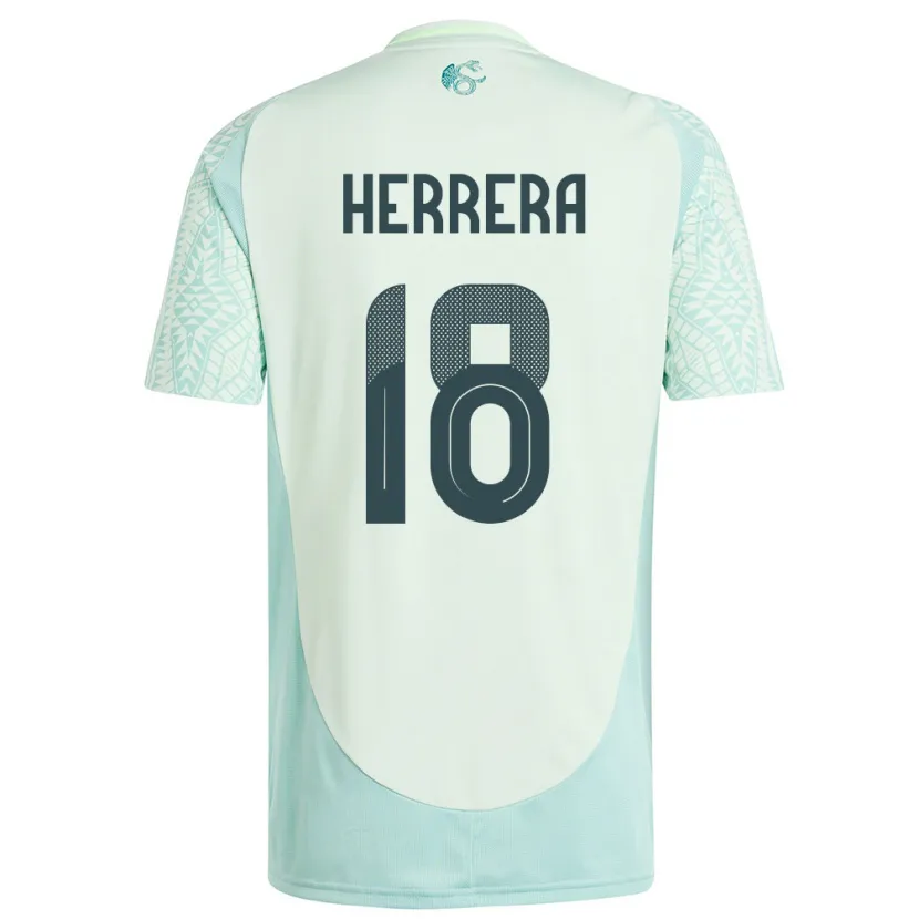 Danxen Men Mexico Ozziel Herrera #18 Linen Green Away Jersey 24-26 T-Shirt