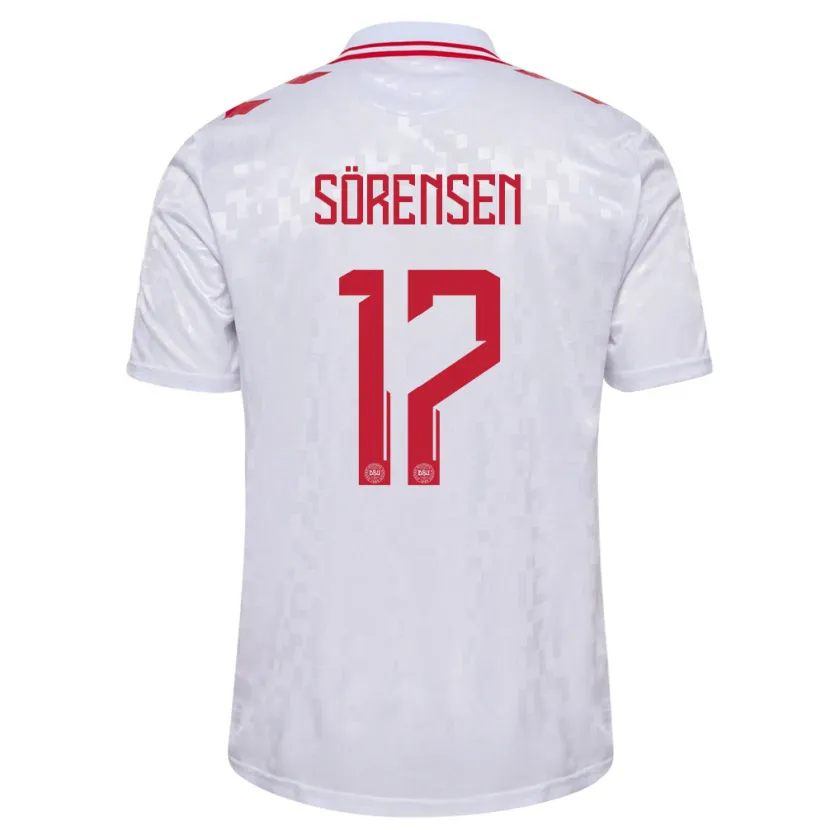 Danxen Men Denmark Oliver Sörensen #17 White Away Jersey 24-26 T-Shirt