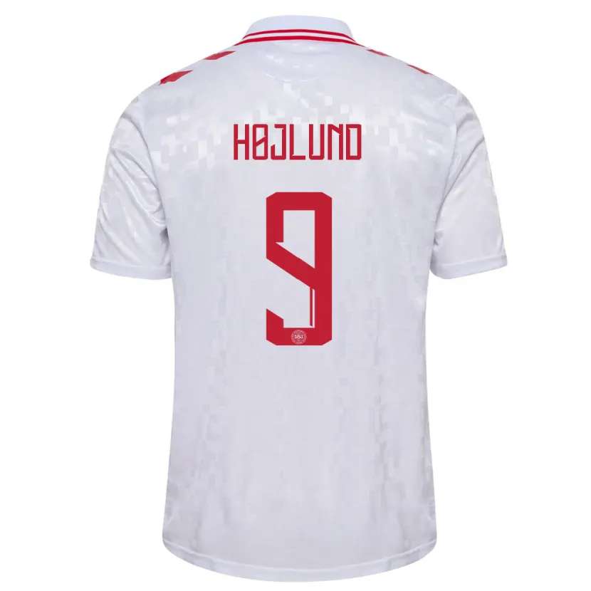 Danxen Men Denmark Emil Højlund #9 White Away Jersey 24-26 T-Shirt