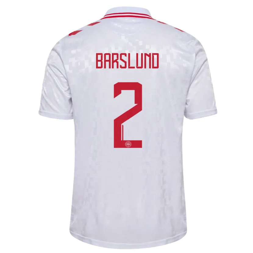 Danxen Men Denmark Kaare Barslund #2 White Away Jersey 24-26 T-Shirt