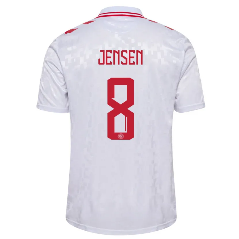 Danxen Men Denmark Tobias Lund Jensen #8 White Away Jersey 24-26 T-Shirt