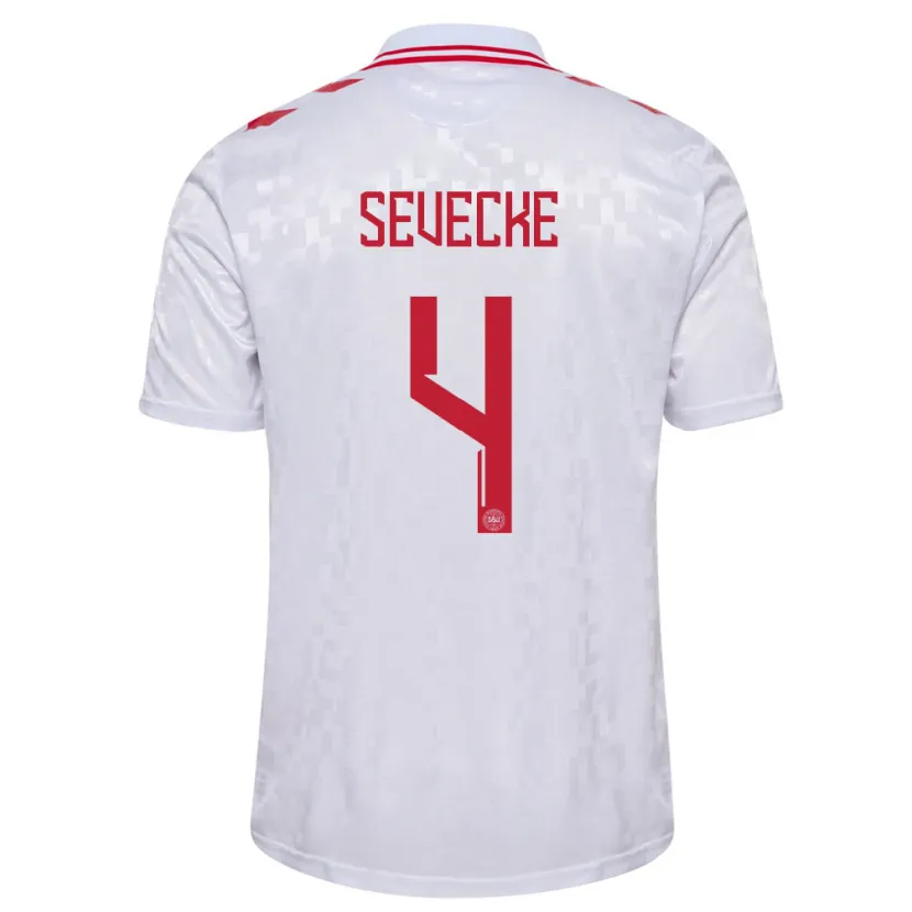 Danxen Men Denmark Rikke Sevecke #4 White Away Jersey 24-26 T-Shirt