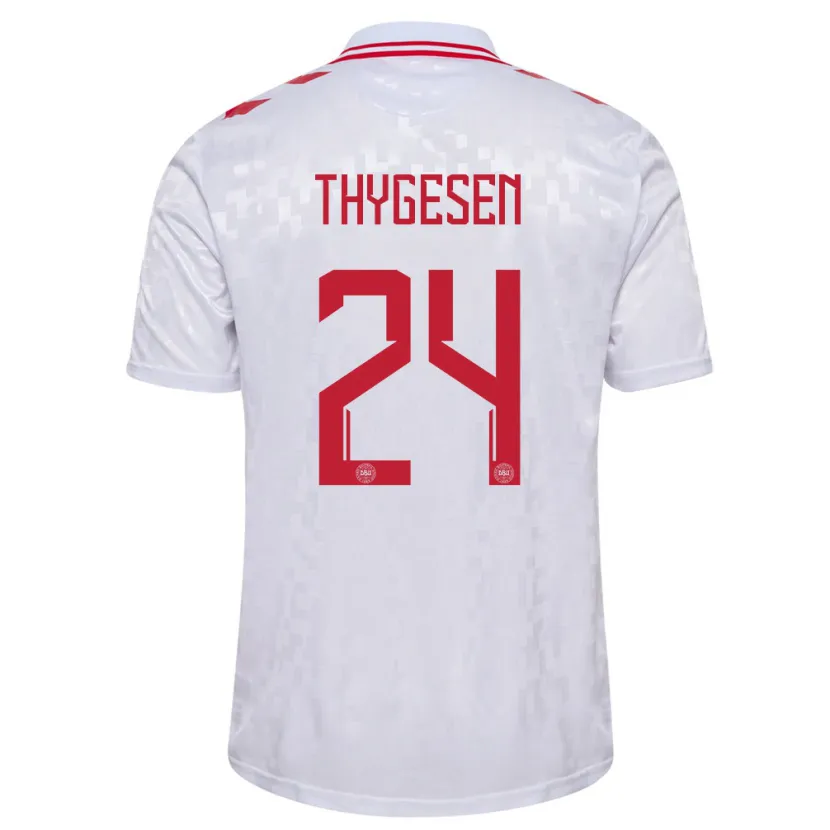 Danxen Men Denmark Sarah Thygesen #24 White Away Jersey 24-26 T-Shirt