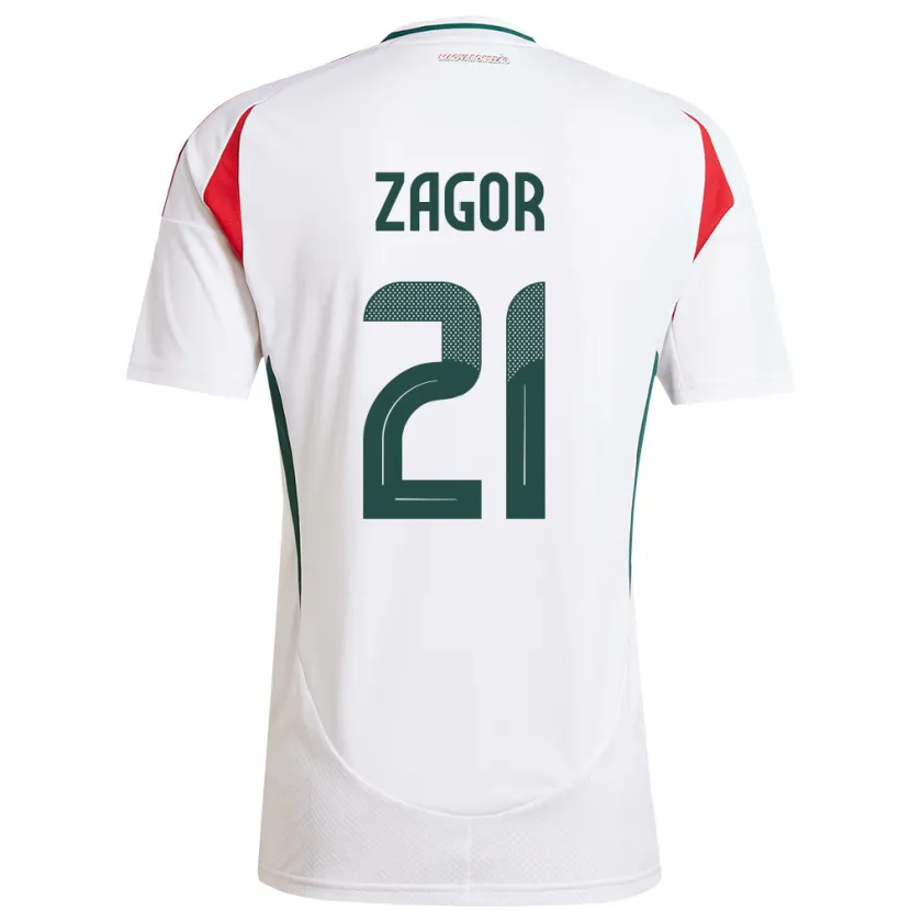 Danxen Men Hungary Bernadett Zágor #21 White Away Jersey 24-26 T-Shirt