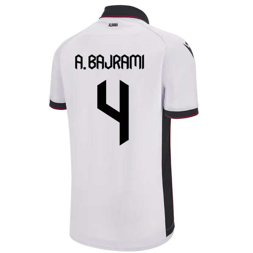 Danxen Men Albania Adrian Bajrami #4 White Away Jersey 24-26 T-Shirt