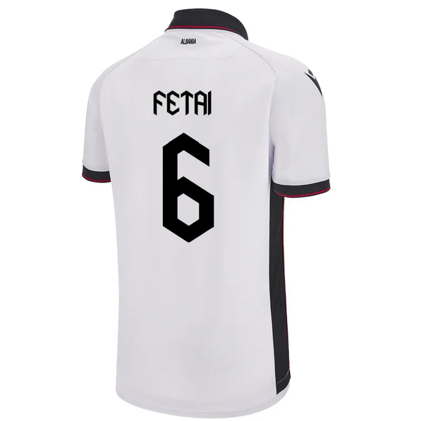 Danxen Men Albania Feta Fetai #6 White Away Jersey 24-26 T-Shirt