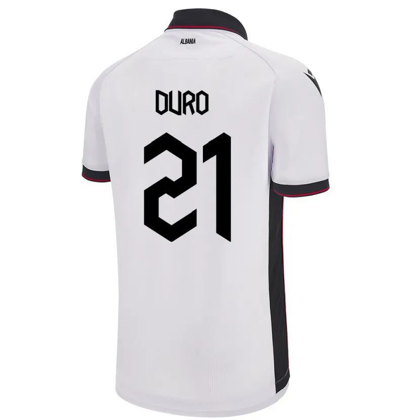 Danxen Men Albania Dejvi Duro #21 White Away Jersey 24-26 T-Shirt