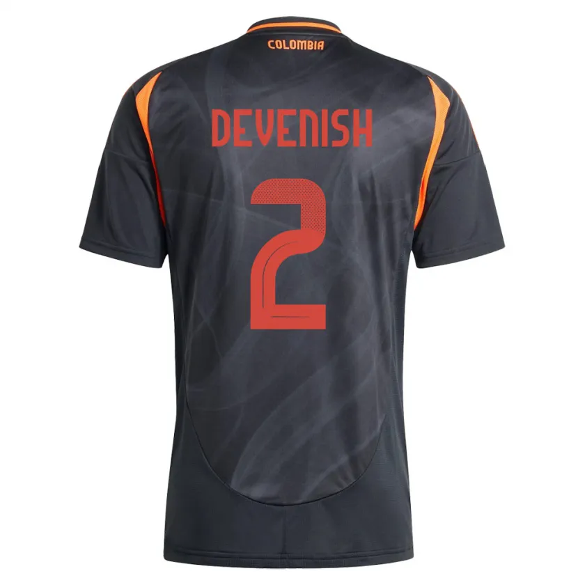 Danxen Men Colombia Cristian Devenish #2 Black Away Jersey 24-26 T-Shirt