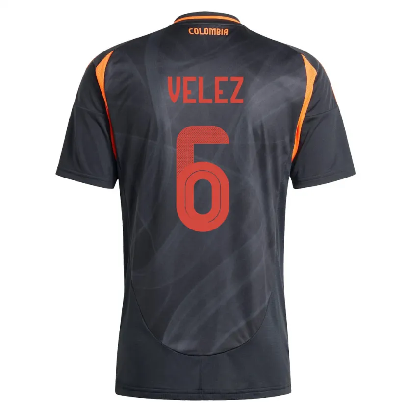 Danxen Men Colombia Jhon Vélez #6 Black Away Jersey 24-26 T-Shirt