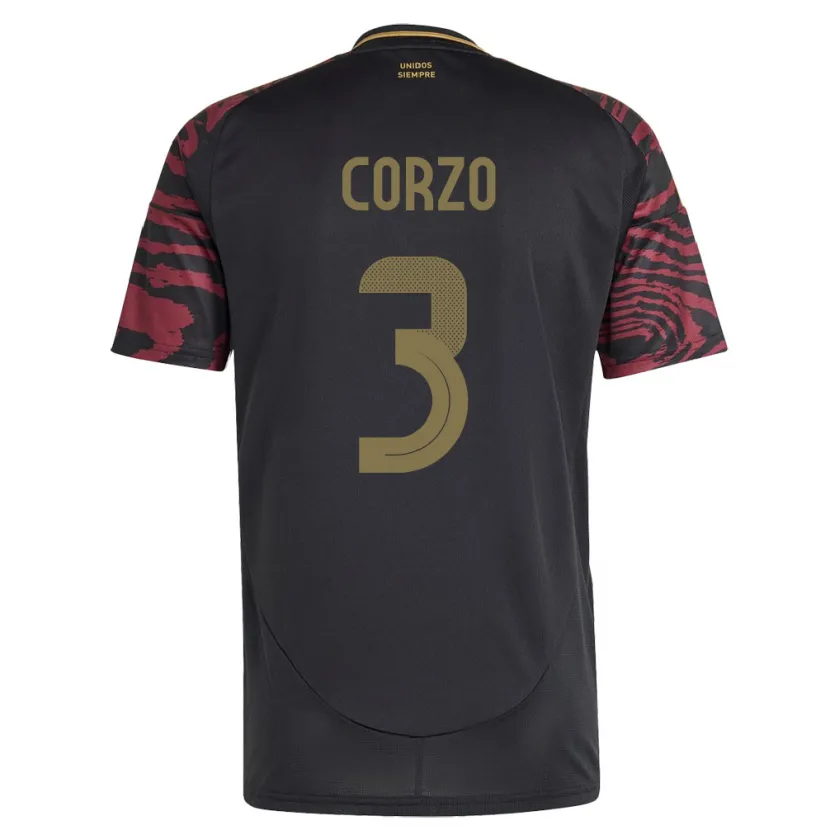 Danxen Men Peru Aldo Corzo #3 Black Away Jersey 24-26 T-Shirt